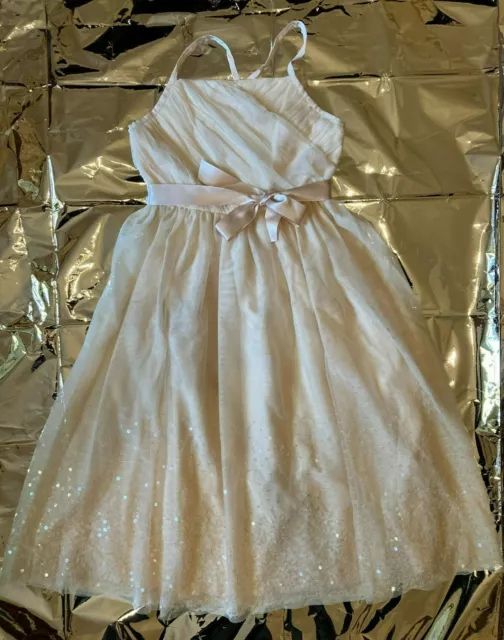 Monsoon GIRL Occasion dress PALE PINK SEQUIN AGE 9 WEDDING party PROM WOW!