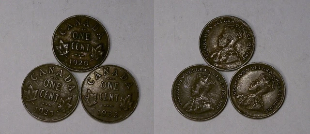 1920 29 32 Canada Cents Lot 3 Coins #499-28