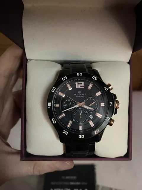 ACCURIST 7005 MENS 45mm Chronograph Day Date All SS 100m WR Refurbished. 59.99 PicClick UK