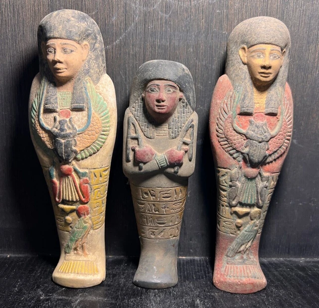 2 Statuettes Égyptiennes Antiques Ushabti (Shabti) - Pierre, Provenance Luxor - Pièces De Collection
