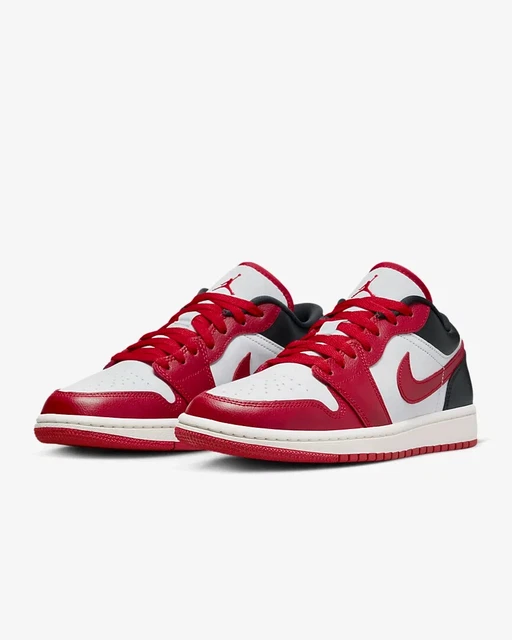 Air Jordan 1 Low DC0774-160 Womens White/Black/Red Leather Shoes Size US 7 JC920
