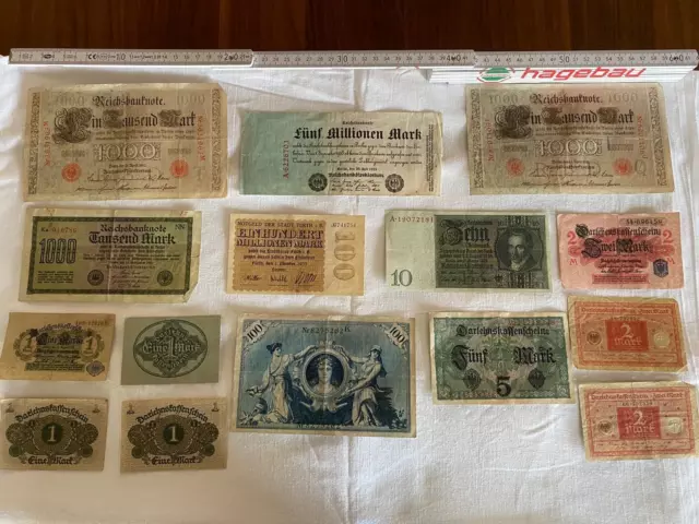 Konvolut alte Banknoten Geldscheine Reichsmark Noten Deutsches Reich Vorkrieg mn