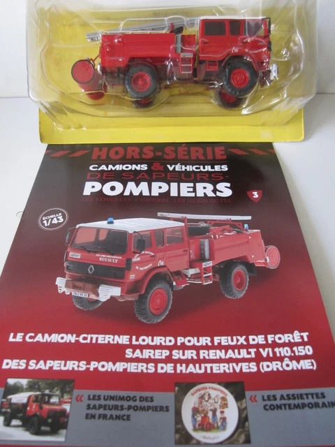 MINIATURE CAMION SAVIEM SG5 Remorque Lance Mousse Pompiers Hachette Au - Foto 2