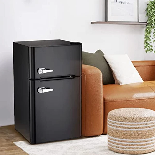 3.2 CU.FT MINI fridge with Freezer, Double Door Compact Refrigerator