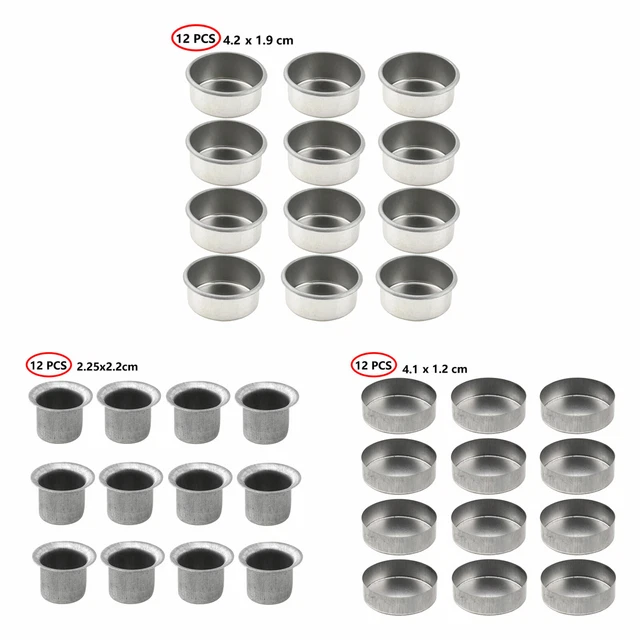 12 Metal Round Candle Cup Tapered Wax Tea Light Holders Jar FOR Candle Making