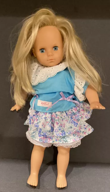 Zapf Creation Doll Blonde Hair Blue Eyes Flower Dress 18” Tall Beautiful Rare