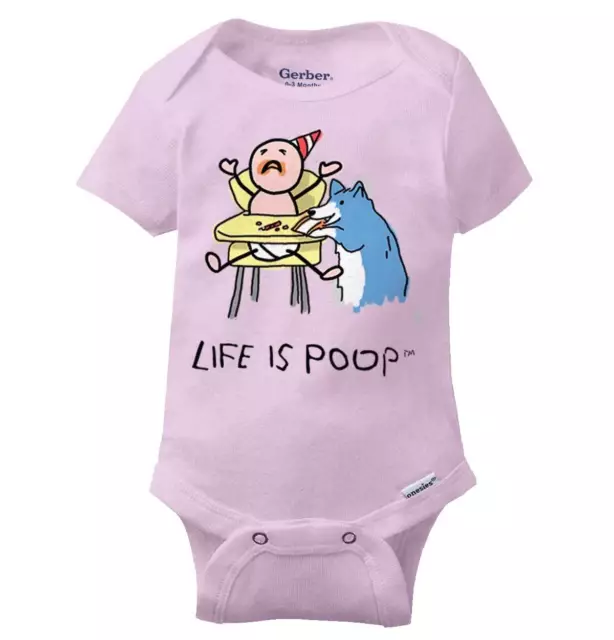 Life is Poop Funny Dog Cute Gift For Shower Newborn Baby Boy Girl Infant Romper