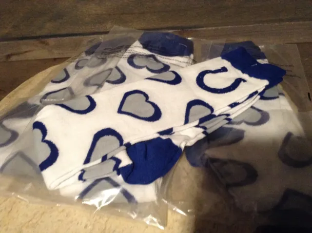 Nfl Women's Knee-High Socks Football Game Day Heart Pattern With Colts New !