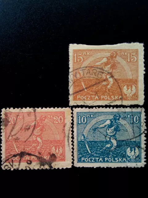 1921 Sower & Rainbow of Hope Poland Post Stamps Collection Poczta Polska Genuine