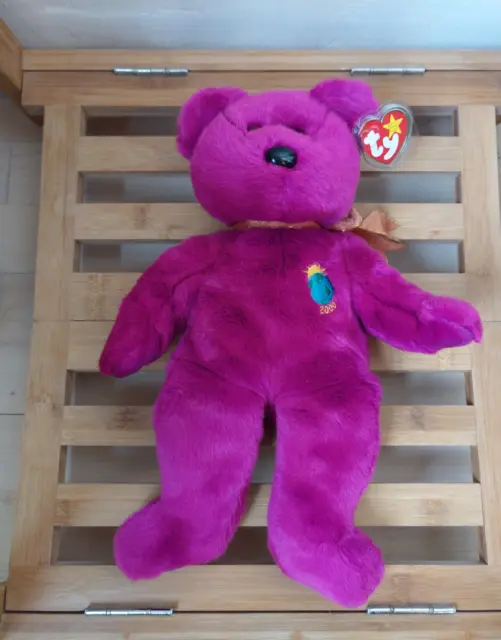 NWT New Tags TY Beanie Baby Millennium 2000 Bear Purple Planet  Soft Plush Large
