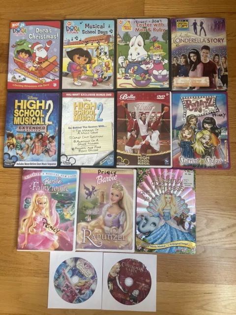 Lot Of 13 Barbie Bratz Dora The Explorer Cinderella Story Children’s DVD Movies