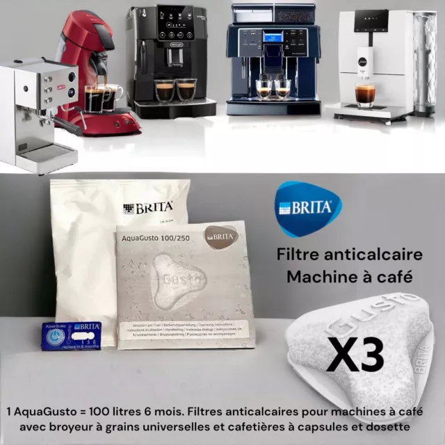 3 Filtres Anti Calcaire Pro Brita Machine À Café Universel  6 mois 100Litres
