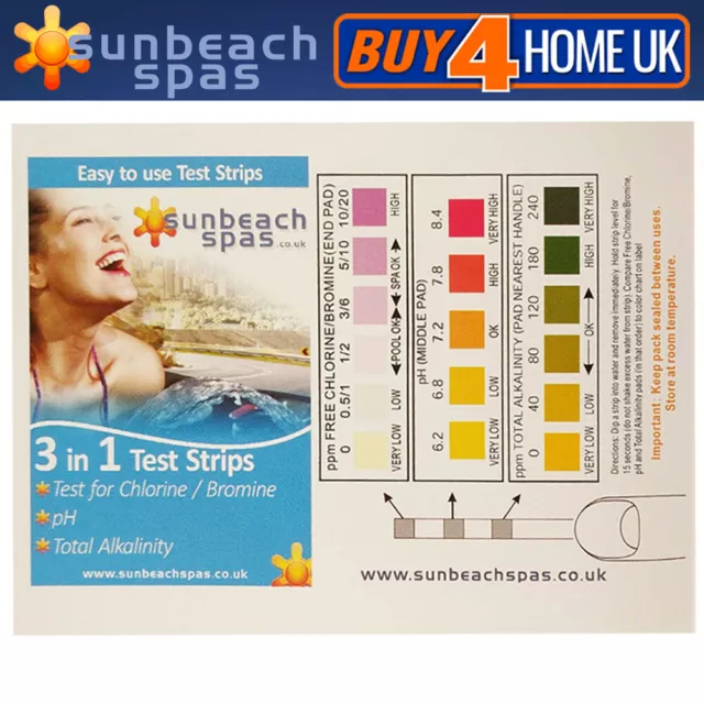 50 x Chlorine Dip Test Strips for Hot tubs, Spas and Swimming Pools Inflatables 2