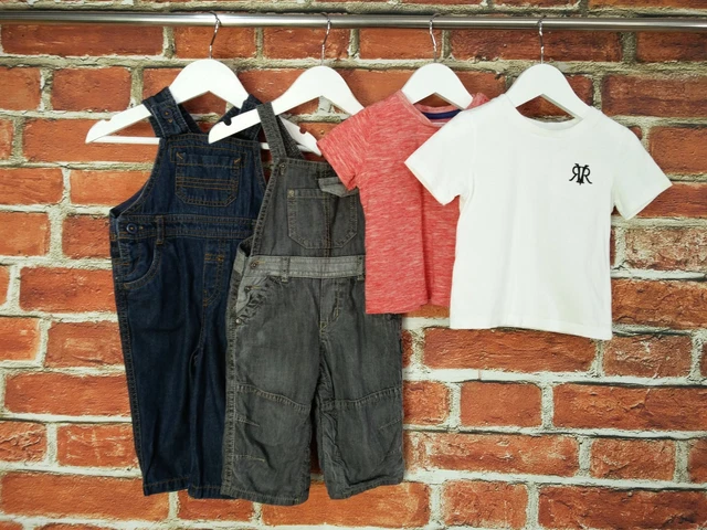 BABY BOY BUNDLE AGE 6-9 MONTHS RIVER ISLAND M&S etc DENIM DUNGAREES T-SHIRT 74CM
