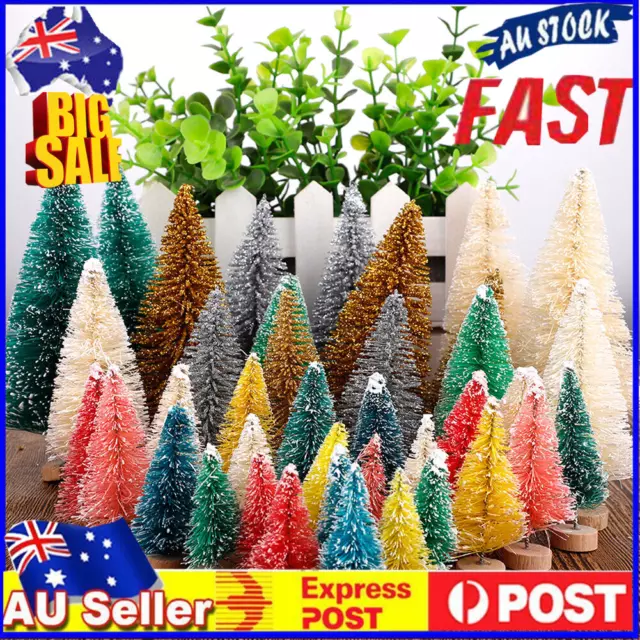 40Pcs Mini Christmas Trees Bottle Brush Trees Sisal Snow Frost Trees Decor Home