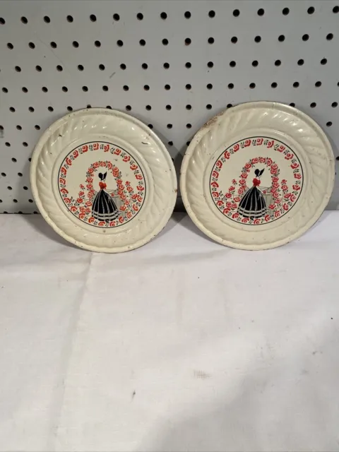 Southern Belle Flue Flu Cover Tin Lady Silhouette Garden Chimney Lot Of 2