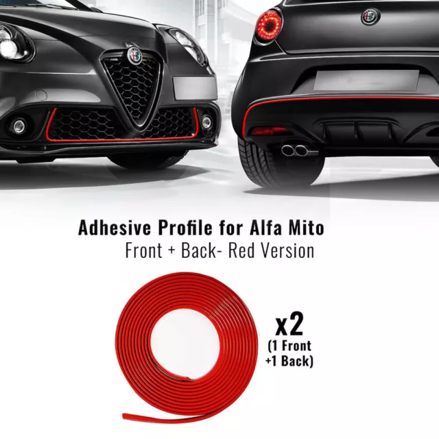 Profilo Rosso Adesivo per Dam Anteriore + Posteriore Alfa Romeo Mito