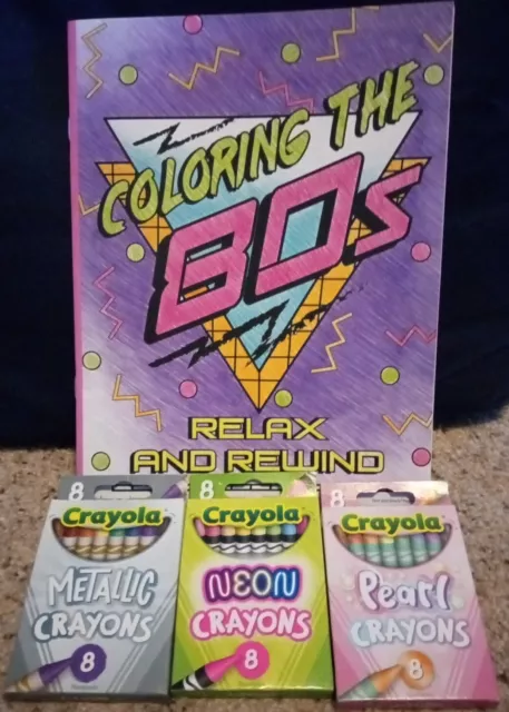 2pc Gift Set Coloring the 80s Adult Coloring Book Relax & Rewind +