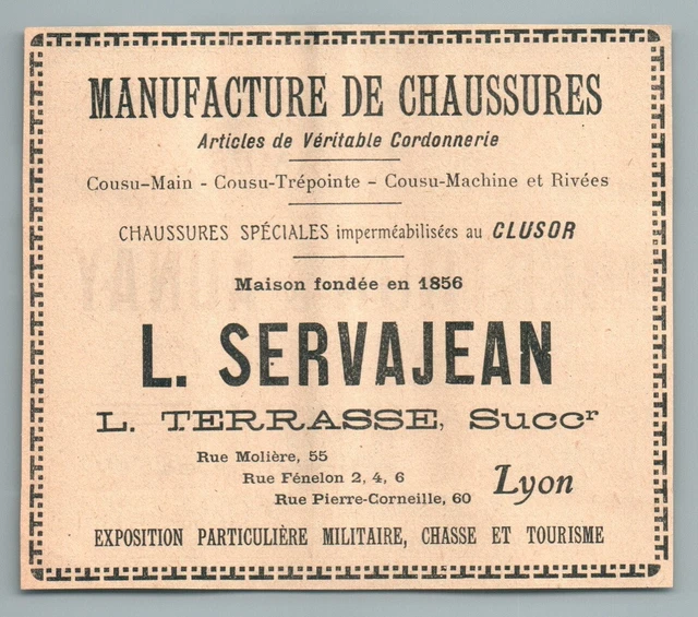 1916 SERVAJEAN TERRASSE Lyon Chaussures Cordonnerie Cousu Main