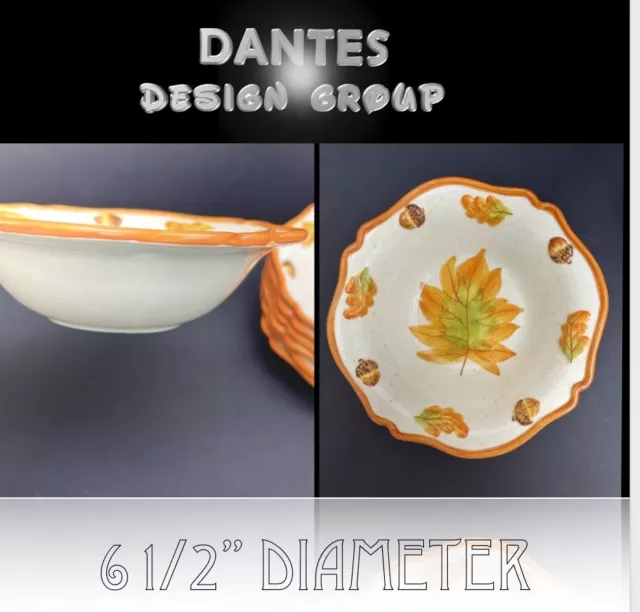 🐆Lot of 7 Dante Design Group -Serving Bowl Protruding Leaf hand painted 6"  VTG