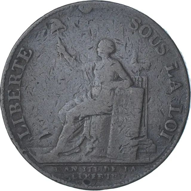 [#1178945] Frankreich, Monneron de 2 Sols, 1791 / AN 3, Birmingham, S, Kupfer