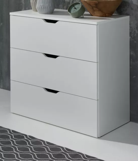 Kommode Schubkastenkommode in weiß Anrichte 80 x 80 cm 3 Auszüge Sideboard Basix