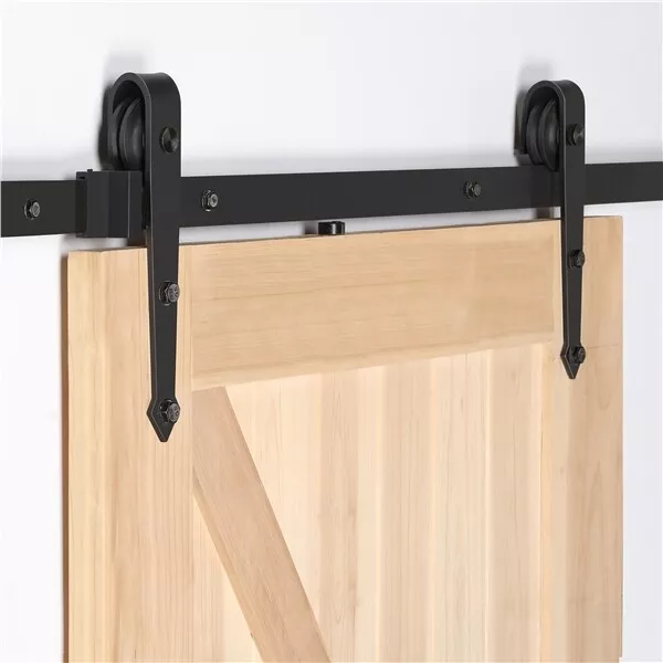 Herrajes Puertas Correderas 183 cm de Acero Negro Riel de Puerta Hogar Garaje