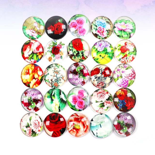 2x Flatback Cabochons Dome Cabochons Glas Snap Charme Schmuck 10