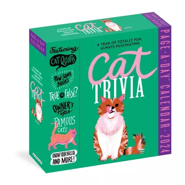 CAT TRIVIA PAGEADAY Calendar 2025 Cat Quotes, Pawsome Books, True