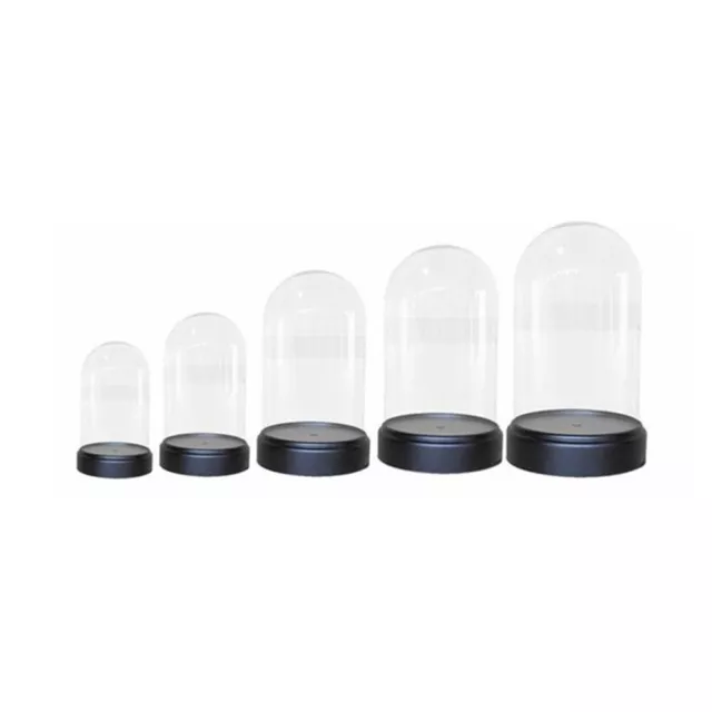 Multi Size Miniature Acrylic Dome Display Bell Jar w/ Resin Base for Doll Storag