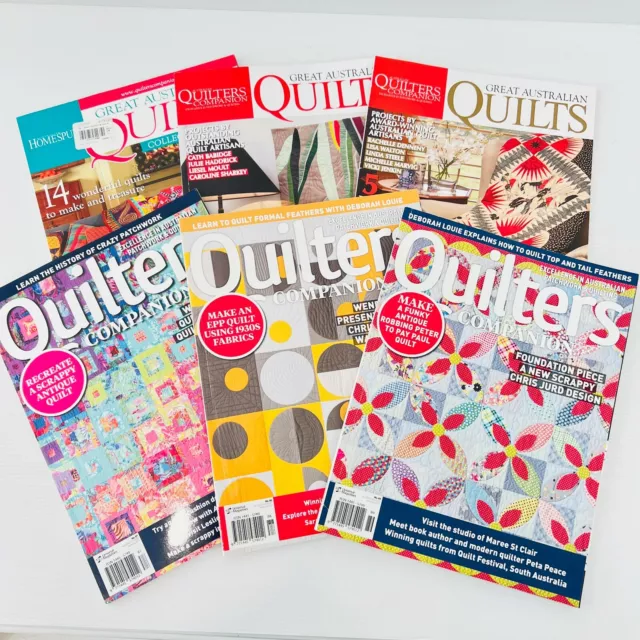 Australian Quilters Companion Magazine 6 x Quilting Bundle Lot Quilt Hobbies