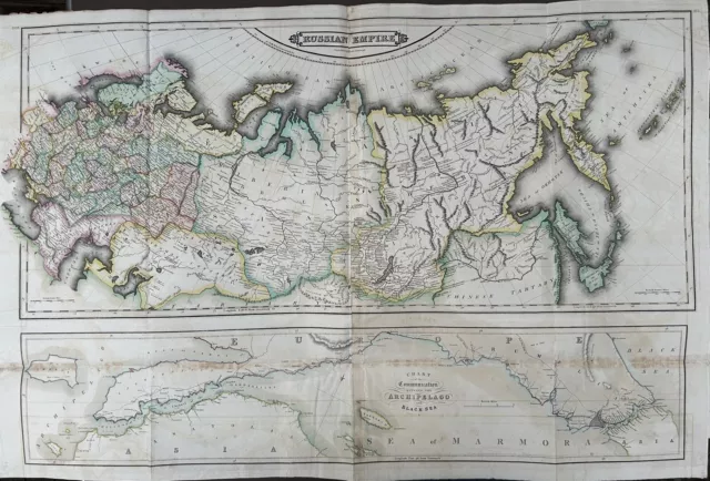 1828 Russian Empire by Daniel Lizars Large Hand Coloured Antique Map