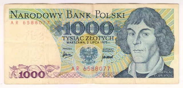1975 Poland 1000 Zlotych 6588077 Paper Money Banknotes Currency
