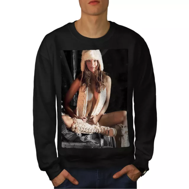 Wellcoda Nude Woman Hot Girl Sexy Mens Sweatshirt, Lady Casual Pullover Jumper