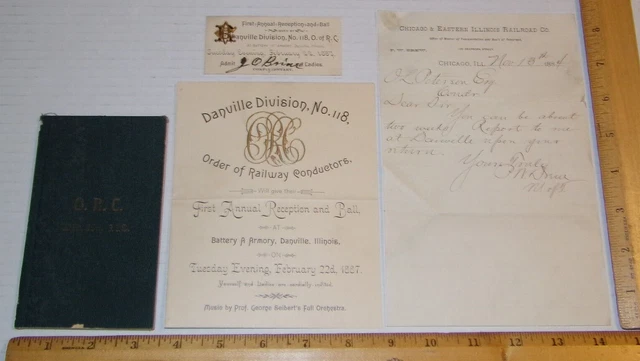 Vintage 1884+ Danville, Illinois C&EI/Chicago & Eastern Illinois Railroad Items
