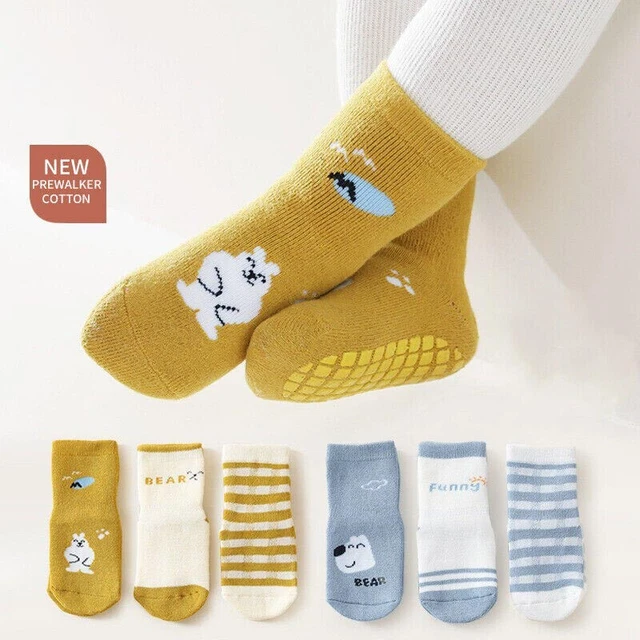 3 paia calzini antiscivolo bambine ragazzi bambini cotone neonato