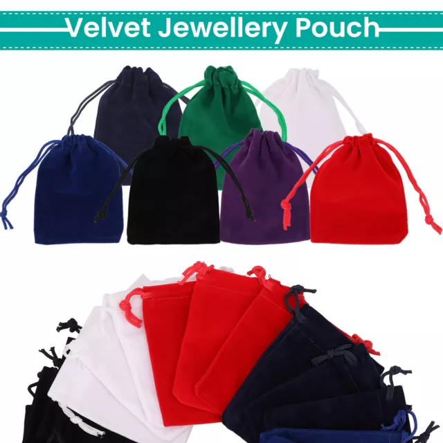 1-50pcs Soft Velvet Drawstring Gift Bags Wedding Jewellery Party Pouch Bags