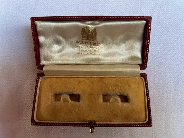 Vintage Wartski Ltd of London burgundy Leather Cufflinks Box.