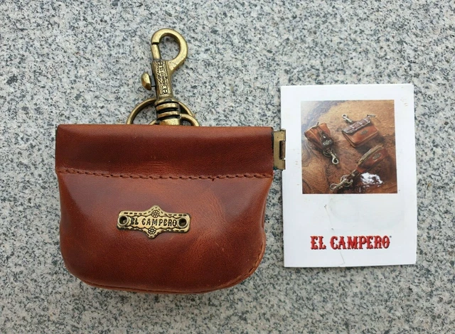 EL CAMPERO [PORTA Monete Chiavi] Vera Pelle NUOVO Autentico Anni