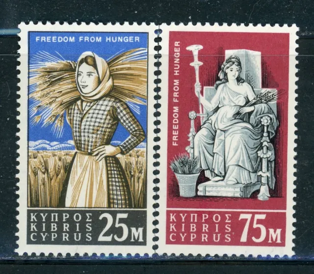 CYPRUS 222-23 SG227-28 MH 1963 Freedom From Hunger set of 2 CV$4