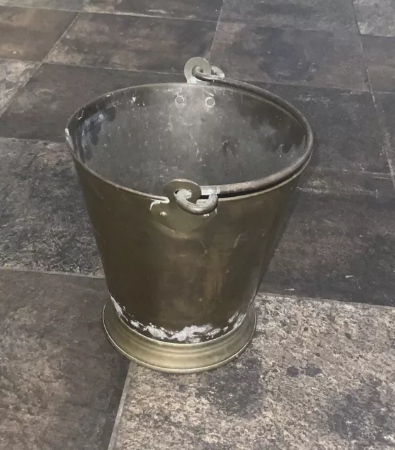 Secchio carbone vintage in ottone con manico pianta da appendere indoor vaso fioriera patina