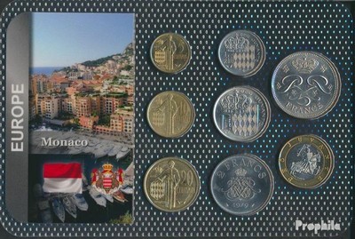 FDC Monaco Brillant fior di conio Serie di monete a 1960 5 Cen 9764557 