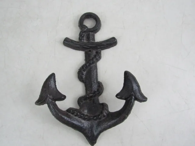 Vintage Cast Iron Nautical Boat Anchor Towels Coats Hats Two Hooks,
