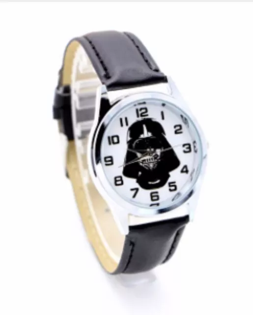 Star Wars Darth Vader Leather Strap Wristwatch Black Wrist Watch Round Kids Men