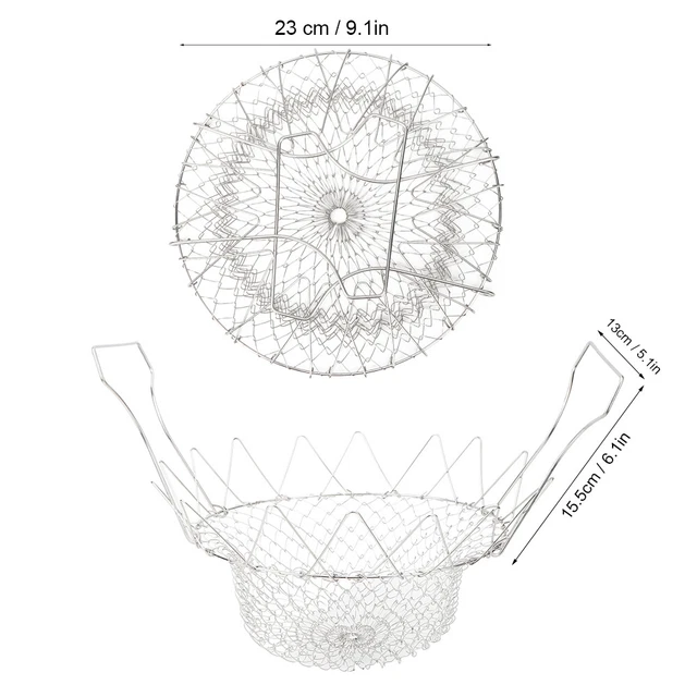Stainless Steel Steaming Rinsing Folding Fry Basket Fried Food Strainer