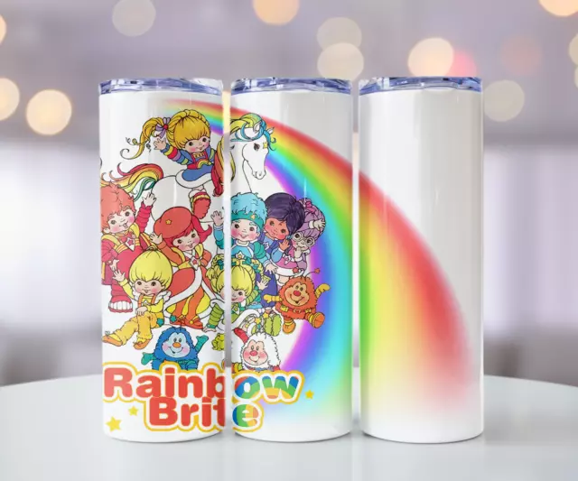 RAINBOW BRITE Stainless Steel Tumbler Coffee Tea Cup Reusable 80's Bright