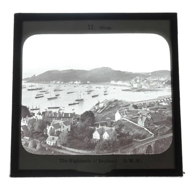 Antikes Glas magische Laterne Rutsche Oban Die Highlands von Schottland GWW #8
