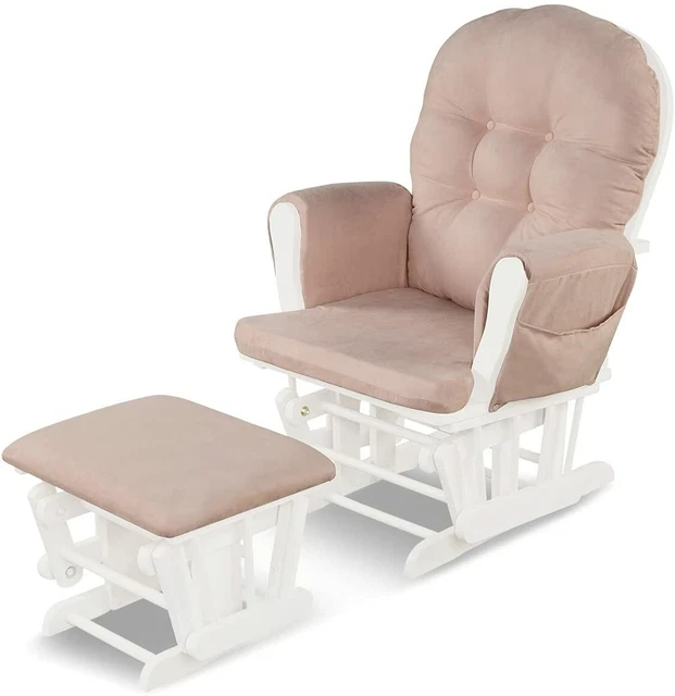 Poltrona Dondolo MARCO In Stile Scandinavo, Con Imbottitura Ergonomica, Gambe In Legno – Per Relax, Allattamento E Cameretta, 104x95x84 Cm - 3