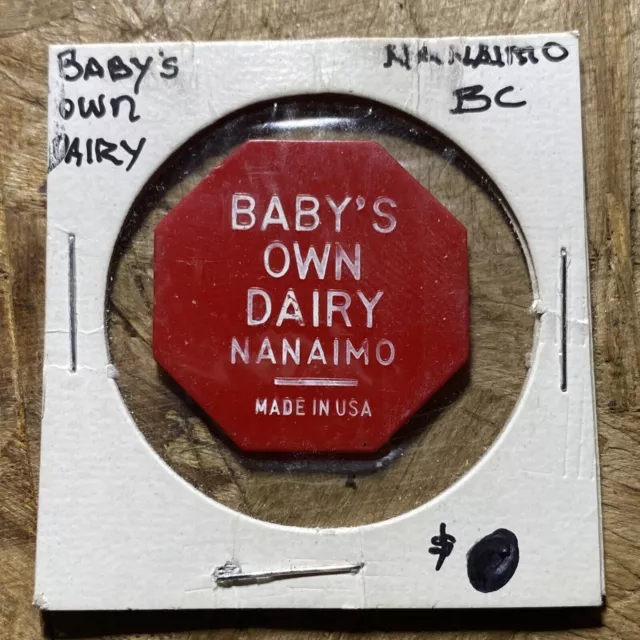 🍋 Baby’s Own Dairy Nanaimo B.C Good for 1 Pint Milk Token Vintage