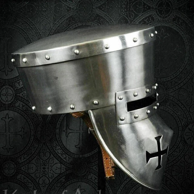 Casque Gaulois Adulte Casque Médiéval Chevalier Templier - Armure LARP Casque Gaulois Adulte Casque Médiéval Chevalier Templier - Armure LARP